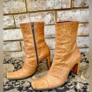 Vintage 90s Charles David By Natalie Ostrich Leather Made In Italy Sz 36 US 5.5